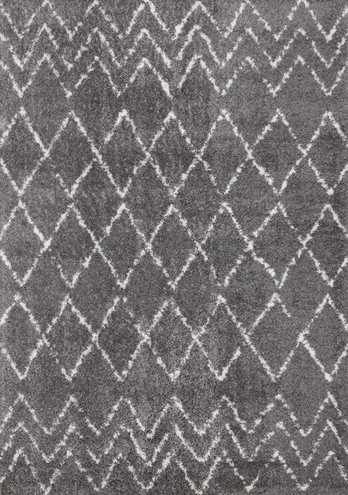 Tapis Taylor a poils longs diamants rustiques creme gris, 5'3\" x 7'7\"