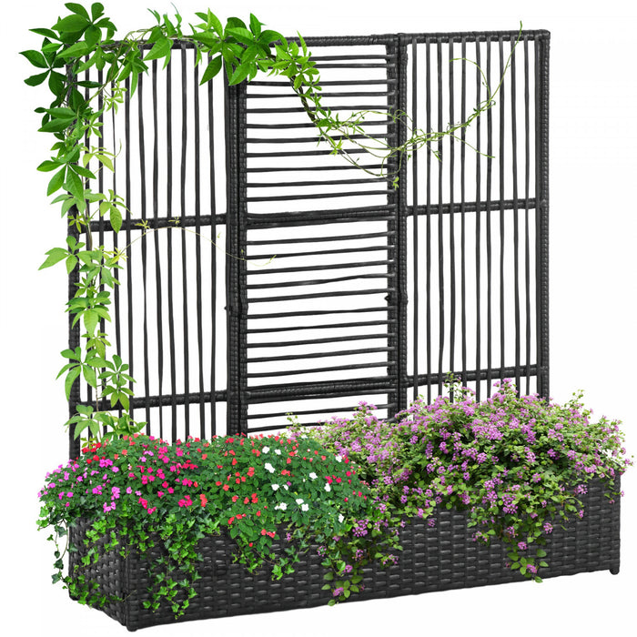 Outsunny Jardiniere En Rotin Avec Treillis, Jardiniere Surelevee, Noir