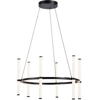 Lustre Corvette de Dainolite en acrylique blanc qui diffuse la lumière, avec fini noir mat et ampoule de 36 W