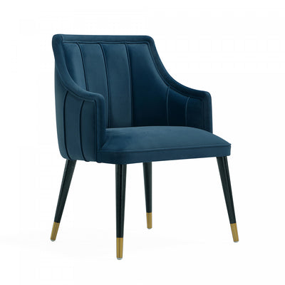 Eda Modern Wood Armchair in Midnight Blue Dining Chair | Fauteuil moderne Eda en bois avec accoudoirs, bleu minuit