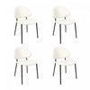 Chaise laterale contemporaine moderne en cuir vegetalien et metal Haven, ivoire - Lot de 4