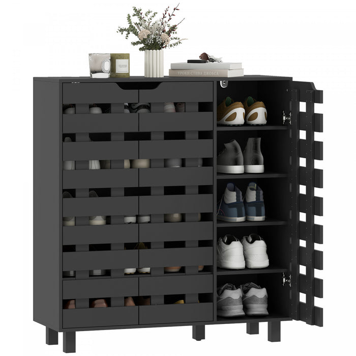 HOMCOM Meuble a chaussures, rangement pour 20 paires de chaussures, noir