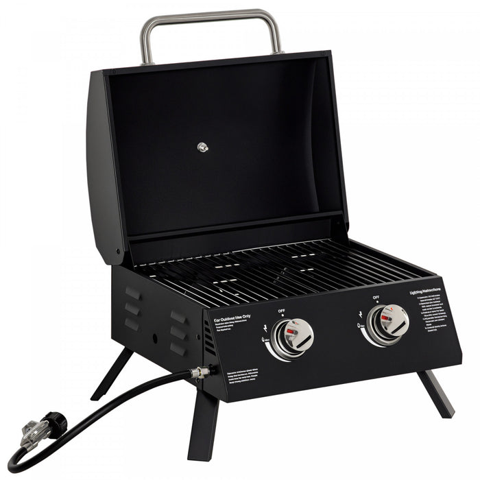 Outsunny Barbecue a gaz propane de table transportable a 2 bruleurs