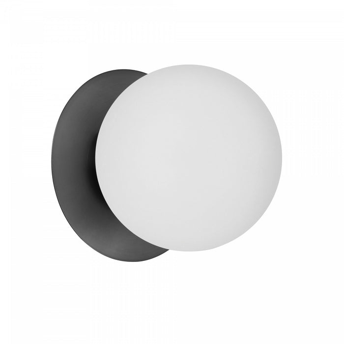 Applique murale Burlat de Dainolite en verre blanc, avec fini noir mat et 1 ampoule