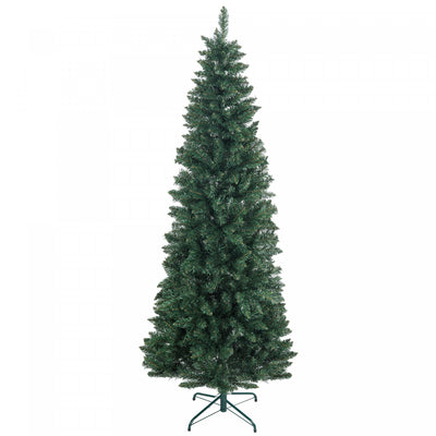Homcom 7ft Tall Pencil Artificial Christmas Tree With Steel Base, Green|Homcom Arbre De Noel Artificiel De 7pi De Haut Avec Base En Acier, Vert