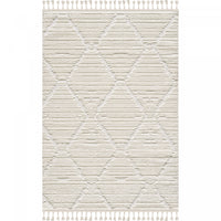 Carpette à poil long Quinto crème à motif de grands treillis - 7 pi 7 po x 10 pi