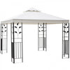 Outsunny 10 'x 10' Jardin Exterieur En Metal Tonnelle Patio Auvent Chapiteau Patio Tente De Fete Auvent Abri Toit Ventile Cadre Decoratif Creme