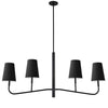Lustre horizontal Eleanor de Dainolite avec abat-jour noir et blanc, fini noir mat et 4 ampoules