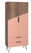Armoire décorative Beekman de Manhattan Comfort avec 6 tablettes - brune et rose