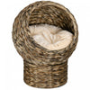 Pawhut Lit Pour Chat En Osier, Lit Sureleve Pour Chaton En Rotin Avec Coussin, Chaise œuf Pour Chat, Maison Pour Chat Avec Support Pour Chats D'interieur, Gris