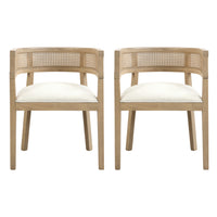  Ensemble De 2 Chaises De Salle À Manger Lance Avec Dossier En Rotin Et Siège En Forme De U - Frêne Naturel