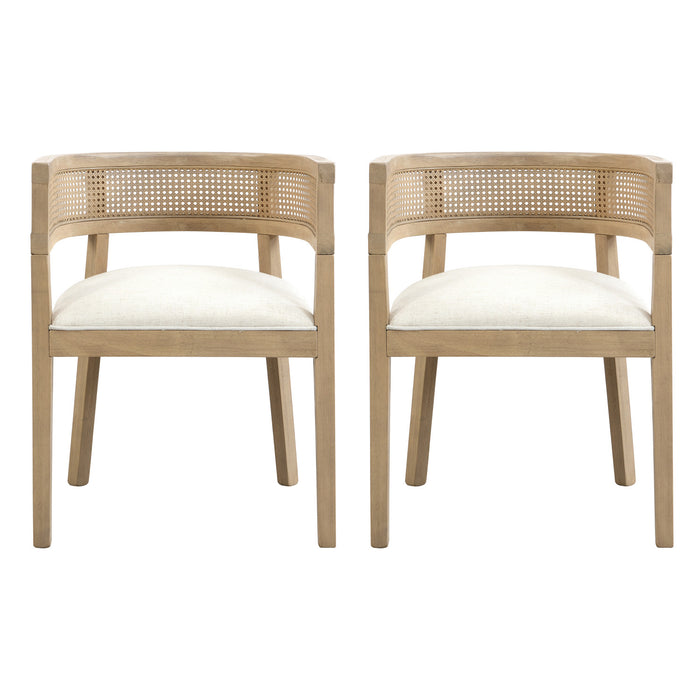 Ensemble De 2 Chaises De Salle À Manger Lance Avec Dossier En Rotin Et Siège En Forme De U - Frêne Naturel
