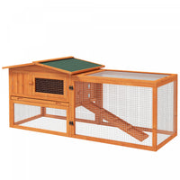 Pawhut Clapier D'exterieur A 2 Niveaux, Grande Cage A Lapins En Bois De 62 Po Avec Toit Resistant Au