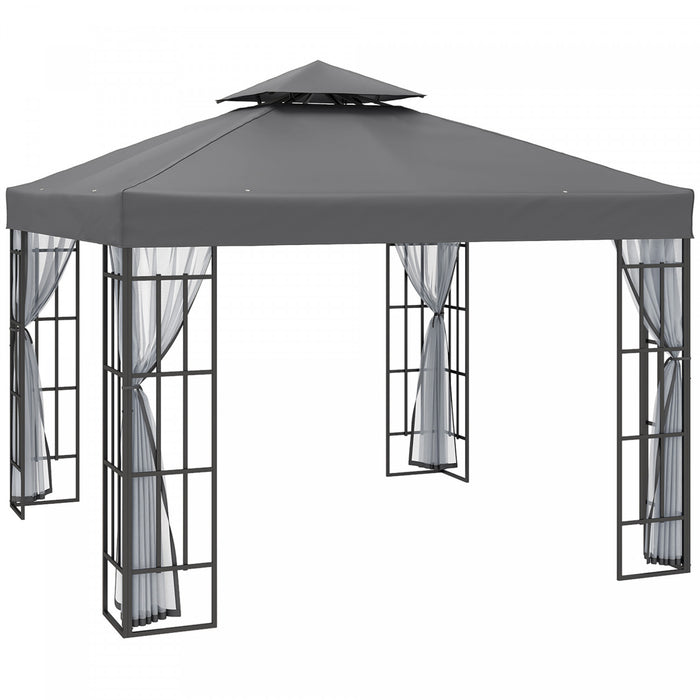 Outsunny Tonnelle De Jardin Pare-soleil D'exterieur Portable 10'x10', Gris