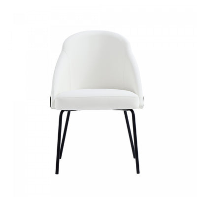 Gracie Modern Metal Vegan Leather Dining Chair in White and Black | Chaise de salle a manger moderne Gracie en metal et cuir vegetalien blanc et noir