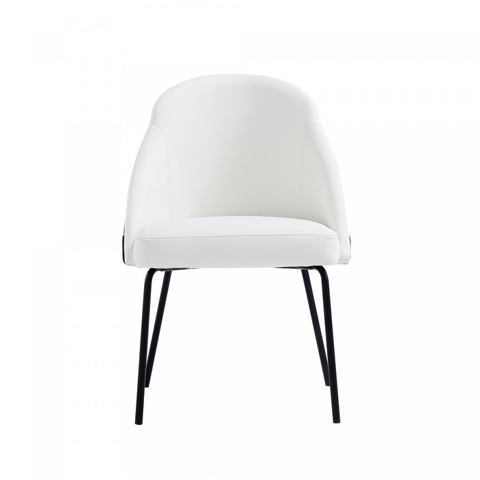 Chaise de salle a manger moderne Gracie en metal et cuir vegetalien blanc et noir