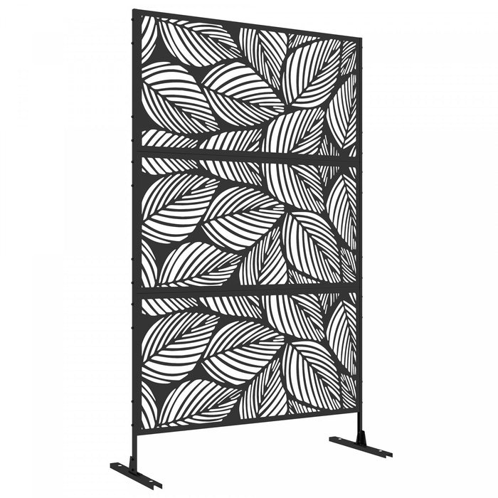 Outsunny Metal Privacy Screen W/ Vis D’expansion Diviseur, Feuille