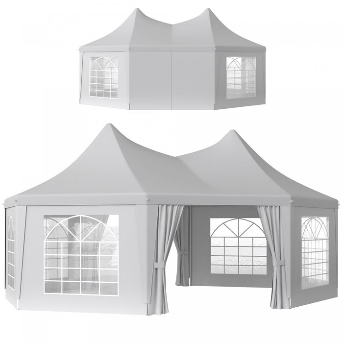 Outsunny Chapiteau Octogonal 5 m x 6,8 m, Grand Abri Exterieur pour Evenements et Fetes