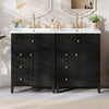 Aura Ensemble Meuble-Lavabo Double 48 po avec Tiroirs et Armoire, Noir