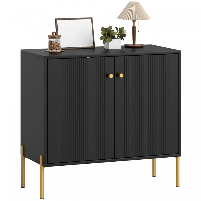 HOMCOM Buffet avec Portes Cannelees, Buffet Moderne 32\", Noir
