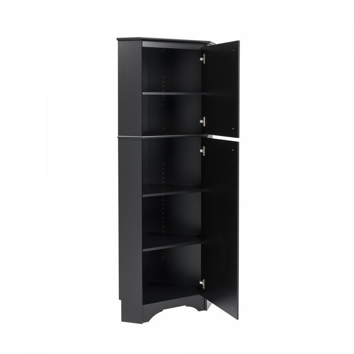 Armoire de rangement haute en coin Elite à 2 portes - noire