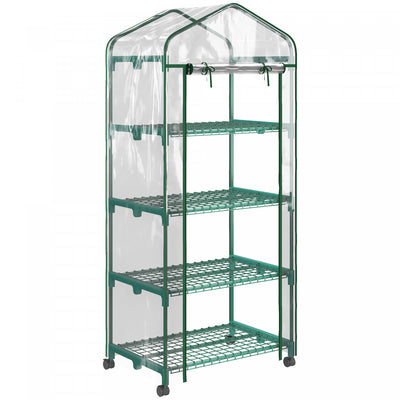 Outsunny Portable Greenhouse With 4 Tier Shelves, Plastic Cover, Clear|Outsunny Serre Portative Avec Etageres A 4 Niveaux, Transparent