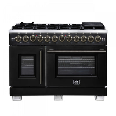 Forno Capriasca 48" French Door Dual Fuel Range, Black, 6.58 cu. ft. - FFSGS6387-48BLK | Cuisiniere a double combustible Capriasca 48 po, noire, 6.58 pi³ – FFSGS6387-48BLK