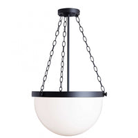 Luminaire suspendu Rhonda de Dainolite en verre blanc, avec fini noir mat et 1 ampoule incandescente