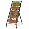 Costway 5-tier Vertical Raised Garden Bed Elevated Planter Avec Roues Et Boites A Conteneurs