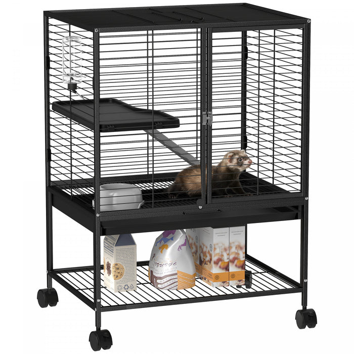 Cage Roulante Pour Petits Animaux 2 Niveaux Plateau Amovible