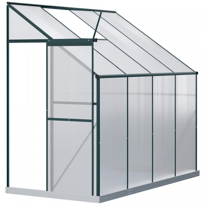 Outsunny Serre De Jardin Aluminium Polycarbonate Serre A Tomates Jardinerie Plantes Avec Fenetre Et Porte Coulissante Dim. 99.5\"l X 50\"l X 86.5\"h Transparent Et Vert