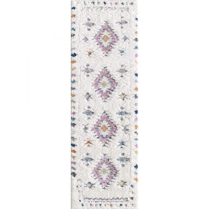 Carpette à poil long Lola à motif de diamants - 2 pi 7 po x 8 pi