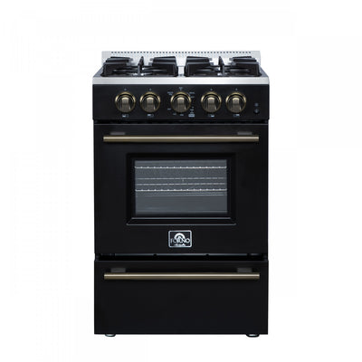 Forno Breno 24" Freestanding Gas Range, Black - FFSGS6290-24BLK | Cuisiniere a gaz autonome Breno de 24 po, noire – FFSGS6290-24BLK.