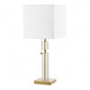 Lampe de table Fernanda de Dainolite avec abat-jour blanc, fini laiton vieilli et 1 ampoule