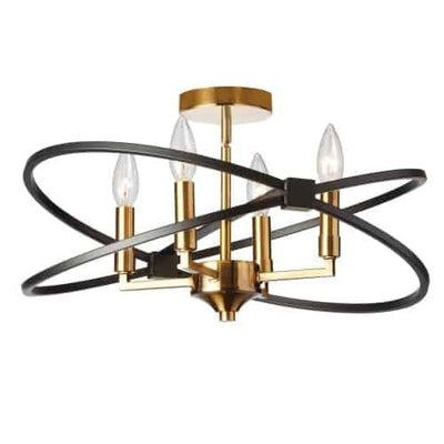 Dainolite Paloma 4 Light Semi-flush Mount Vintage Bronze Matte Black Finish Lamp|Plafonnier semi-affleuré Paloma de Dainolite avec fini bronze rétro et noir mat et 4 ampoules