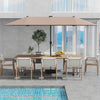 Grand parasol de jardin Costway 13 pieds avec eclairage solaire LED, manivelle, 12 baleines robustes marron