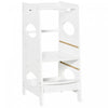 Homcom Tour D'apprentissage Enfants Tour D'aide De Cuisine Pedale Reglable 3 Niveaux Mdf 15.75\" X 19.75\" X 35.5\" Blanc