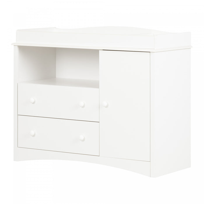 Peek-a-boo Table A Langer Avec Tiroirs Et Rangement Ouvert - Blanc Solide