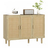 HOMCOM Buffet Boheme avec 3 portes en rotin et etageres, Chene