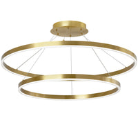 Lustre Circulo de Dainolite en acrylique blanc qui diffuse la lumière, avec fini laiton vieilli et ampoule de 97 W