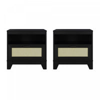 Table de nuit Sheridan style milieu du siecle 56 cm en noir (1 tiroir) - Lot de 2