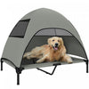 PawHut Lit sureleve pour chien d'exterieur avec auvent, lit pour animaux de compagnie avec maille lavable, cadre en acier, ideal pour camping et jardin, 106 x 76 x 99 cm, Gris clair