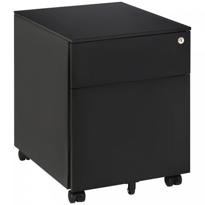 Vinsetto 2 Drawers File Cabinet On Wheels Lockable For Home Office|Vinsetto Classeur A 2 Tiroirs, Verrouillable Sur Roues Pour Le Bureau