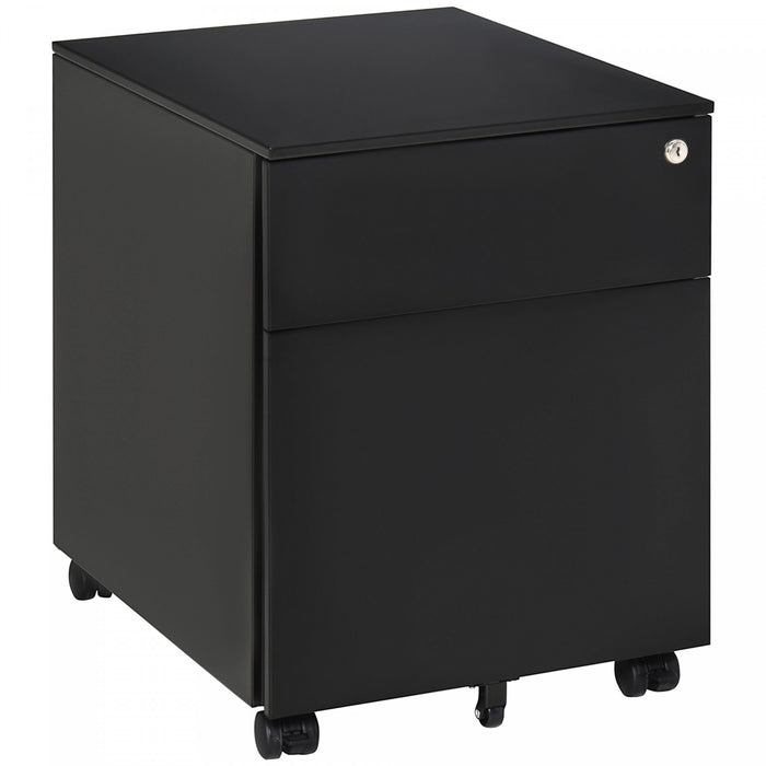 Vinsetto Classeur A 2 Tiroirs, Verrouillable Sur Roues Pour Le Bureau