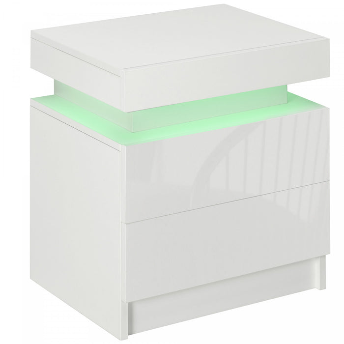 HOMCOM Table de chevet, table d'appoint avec lumieres LED, pour chambre