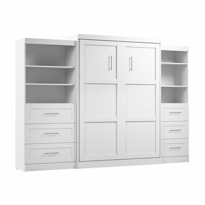Bestar Pur Queen Murphy Bed and Two Shelving Units with Drawers 126-Inch Wall Bed|Grand lit escamotable mural Pur de Bestar de 126 po avec 2 meubles à tablettes et tiroirs