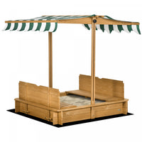 Bac A Sable En Bois Pour Enfants Avec Couvercle, Station De Jeu De Sable D'exterieur Pour Enfants Av