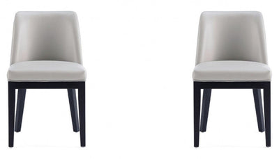 Manhattan Comfort Set of 2 Gansevoort Modern Faux Leather Dining Chairs - Light Grey|Ensemble 2 chaises de salle à manger modernes Gansevoort de Manhattan Comfort en similicuir - gris clair