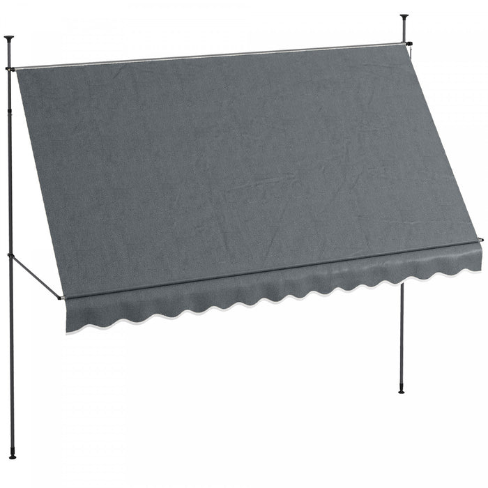 Outsunny Auvent Retractable 11,5' X 4', Autoportant Et Sans Vis, Gris Fonce