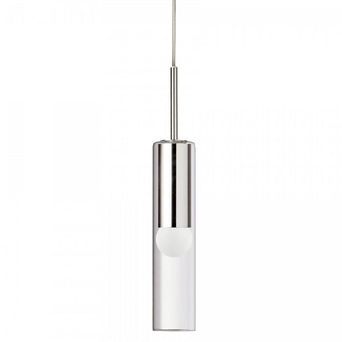 Luminaire suspendu Palmer de Dainolite en verre transparent, avec fini chromé poli et 1 ampoule
